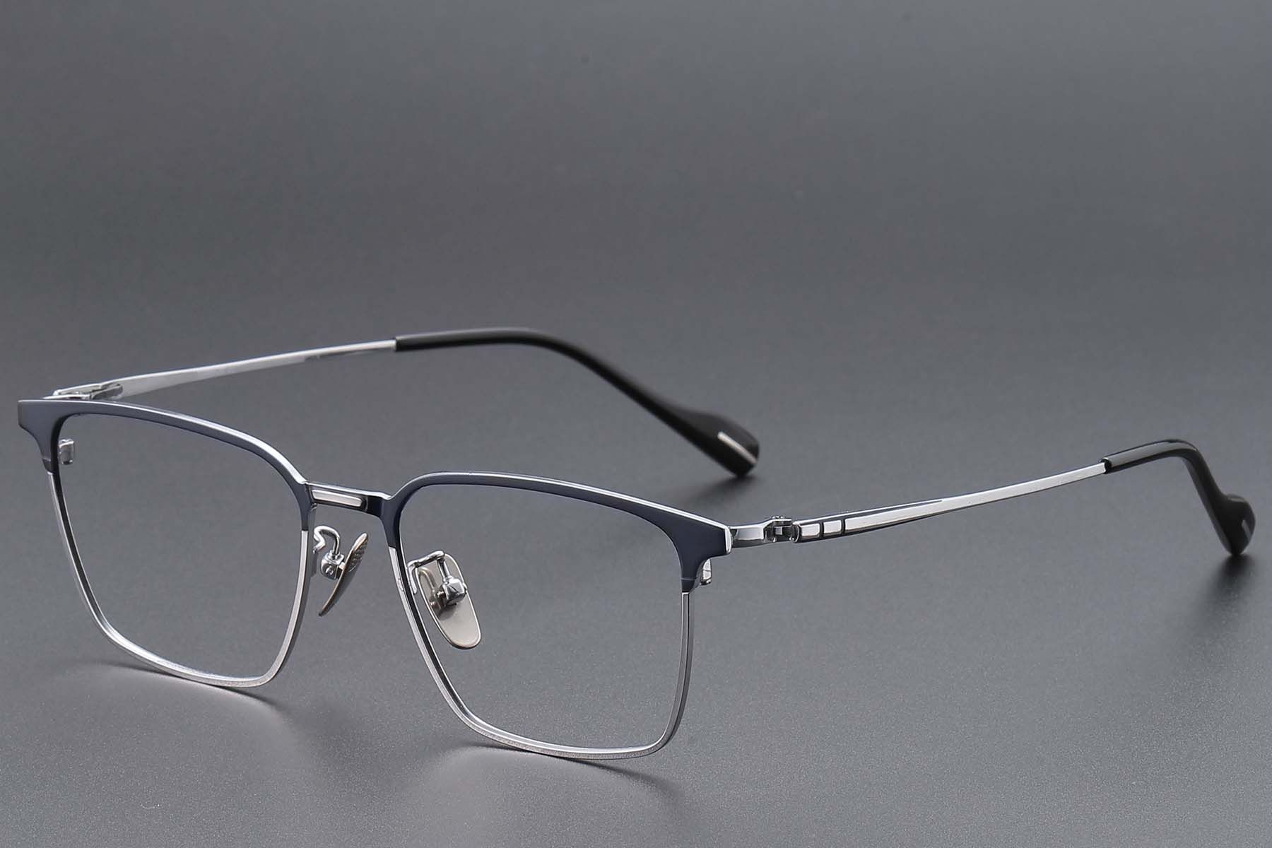Lunettes rectangulaires en titane argenté #BS1913-0868