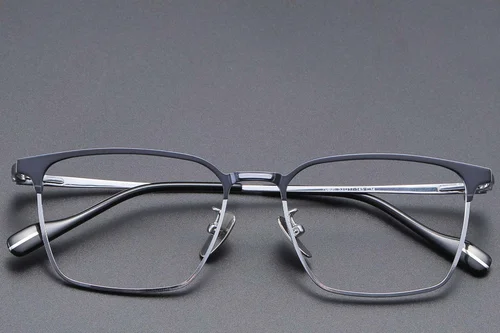 Lunettes rectangulaires en titane argenté #BS1913-0868