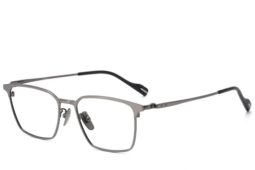 Lunettes rectangulaires en titane gris #BS1913-0869