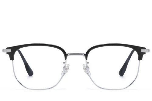 Lunettes ovales argentées en titane et TR90 #BS1913-0871