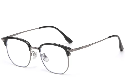 Lunettes ovales en titane gris et TR90 #BS1913-0872