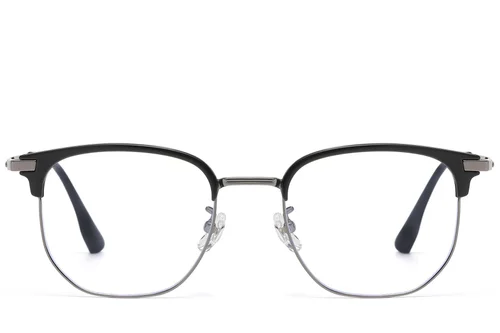 Lunettes ovales en titane gris et TR90 #BS1913-0872