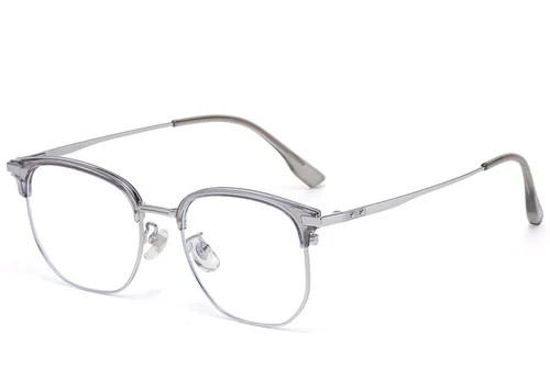 Lunettes ovales argentées en titane et TR90 #BS1913-0873
