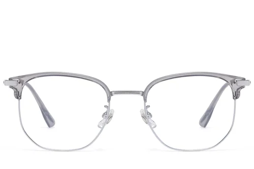 Lunettes ovales argentées en titane et TR90 #BS1913-0873
