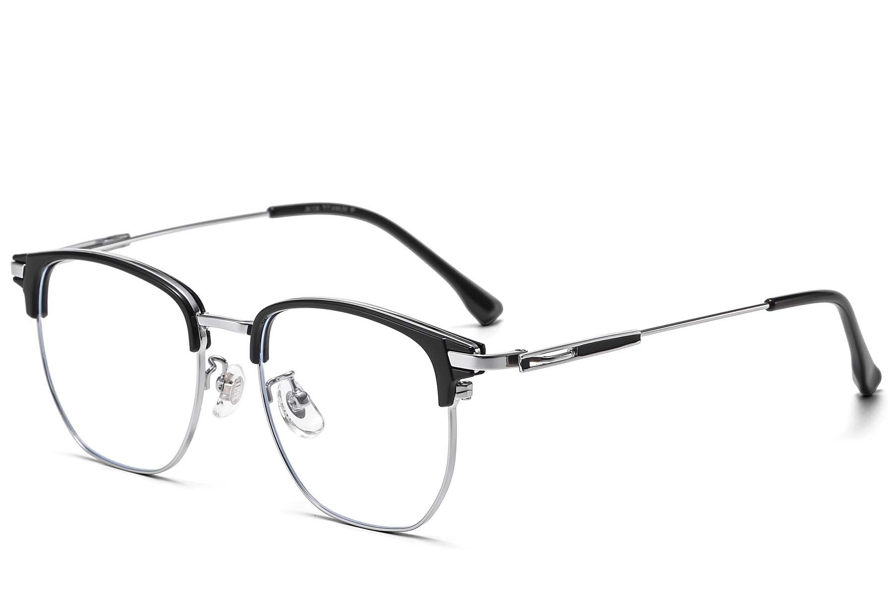 Occhiali ovali in titanio argento e TR90 #BS1913-0874