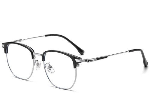 Lunettes ovales argentées en titane et TR90 #BS1913-0874