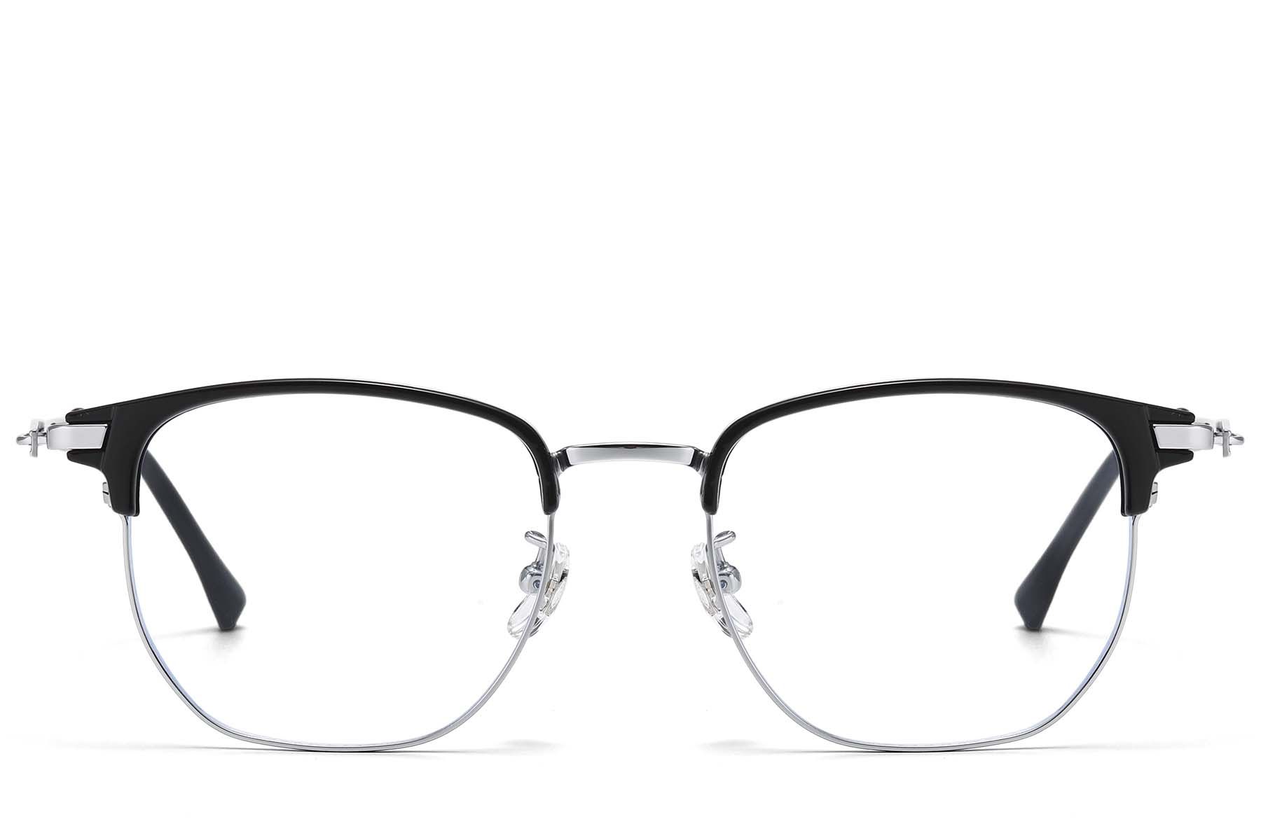 Occhiali ovali in titanio argento e TR90 #BS1913-0874