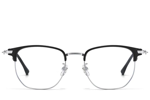 Lunettes ovales argentées en titane et TR90 #BS1913-0874