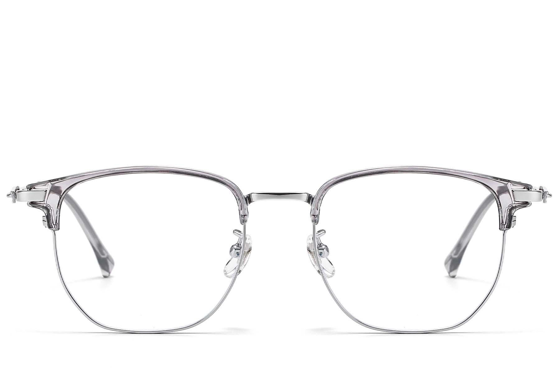 Gafas ovaladas de titanio plateado y TR90 #BS1913-0876