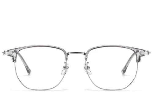 Lunettes ovales argentées en titane et TR90 #BS1913-0876