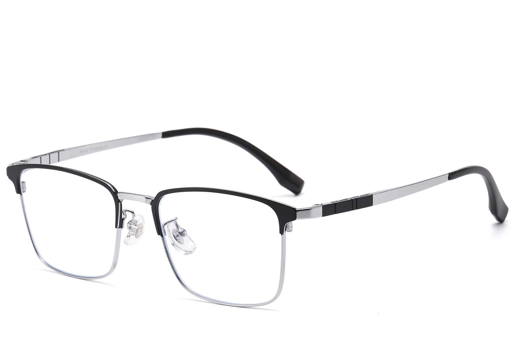 Lunettes rectangulaires en titane argenté #BS1913-0877