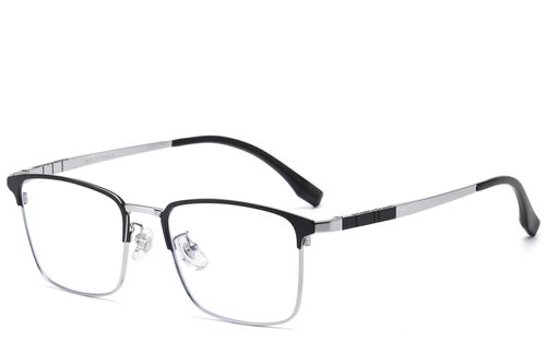 Lunettes rectangulaires en titane argenté #BS1913-0877