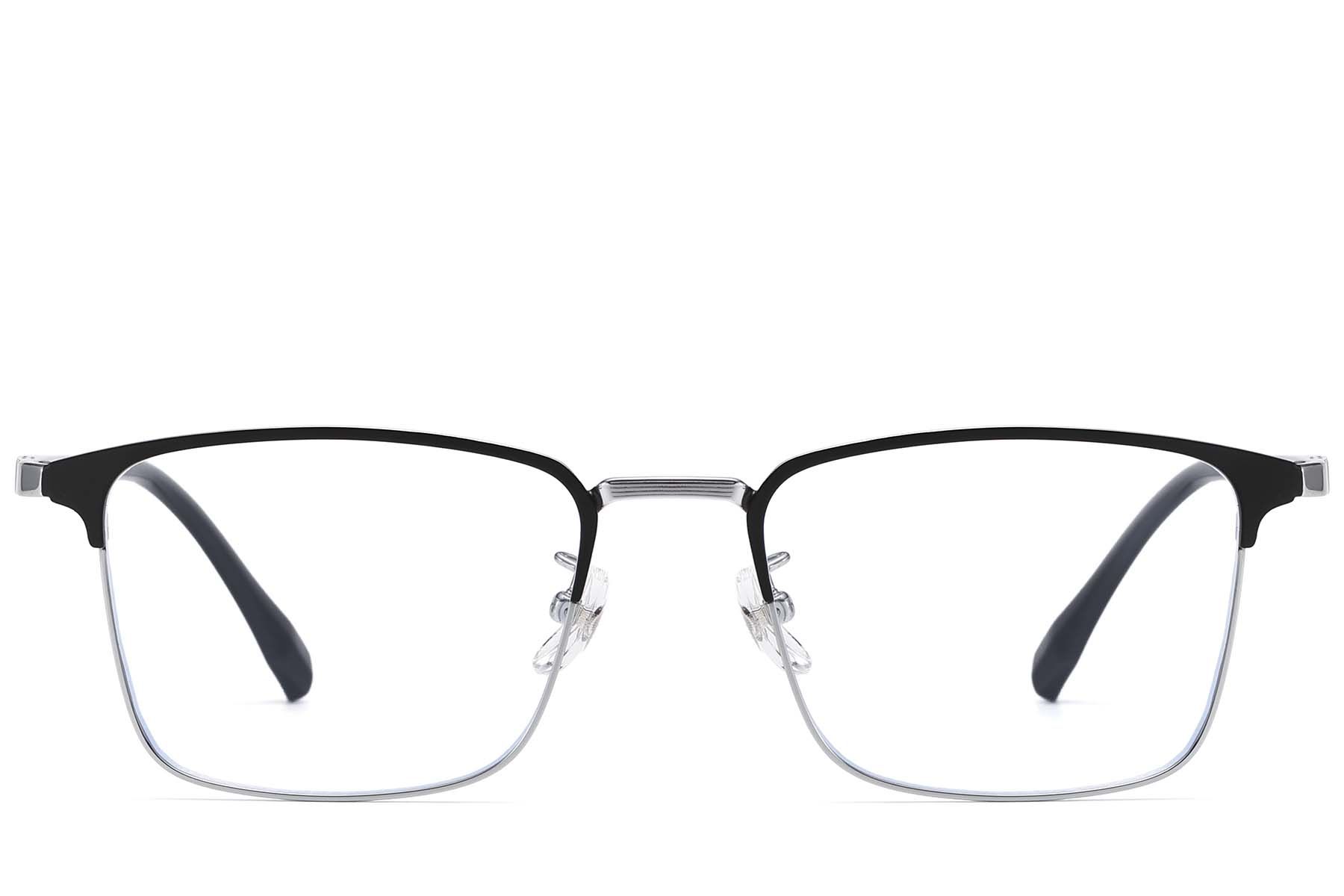 Lunettes rectangulaires en titane argenté #BS1913-0877