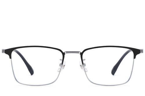 Lunettes rectangulaires en titane argenté #BS1913-0877