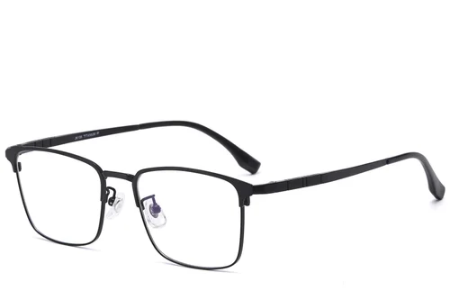 Lunettes rectangulaires en titane noir #BS1913-0878