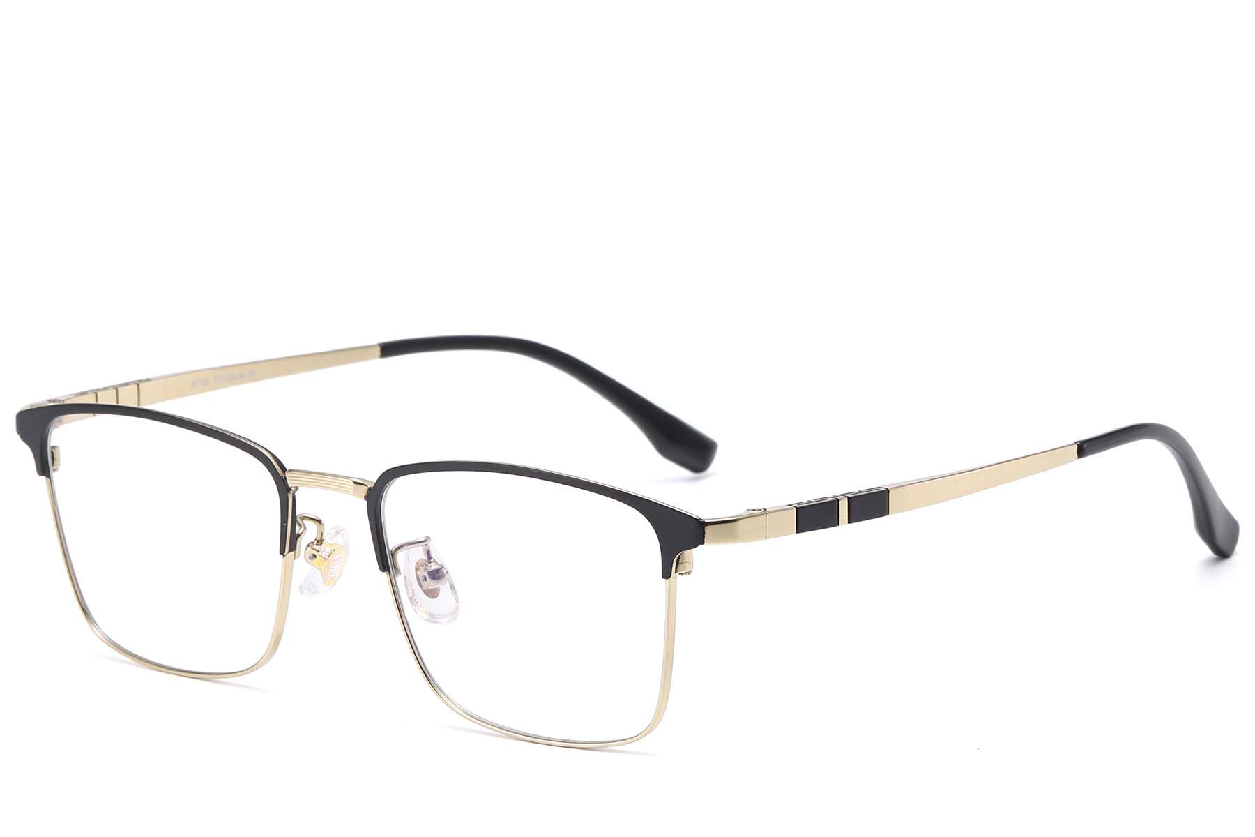 Rechteckige goldene Titanbrille #BS1913-0879