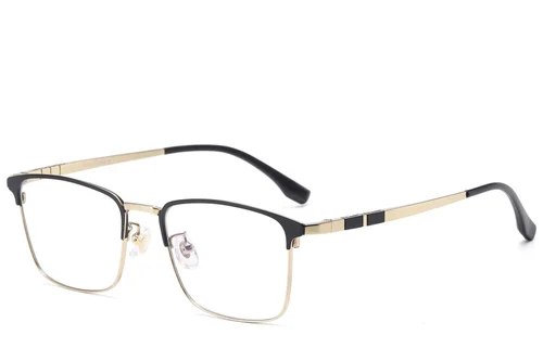 Lunettes rectangulaires en titane doré #BS1913-0879