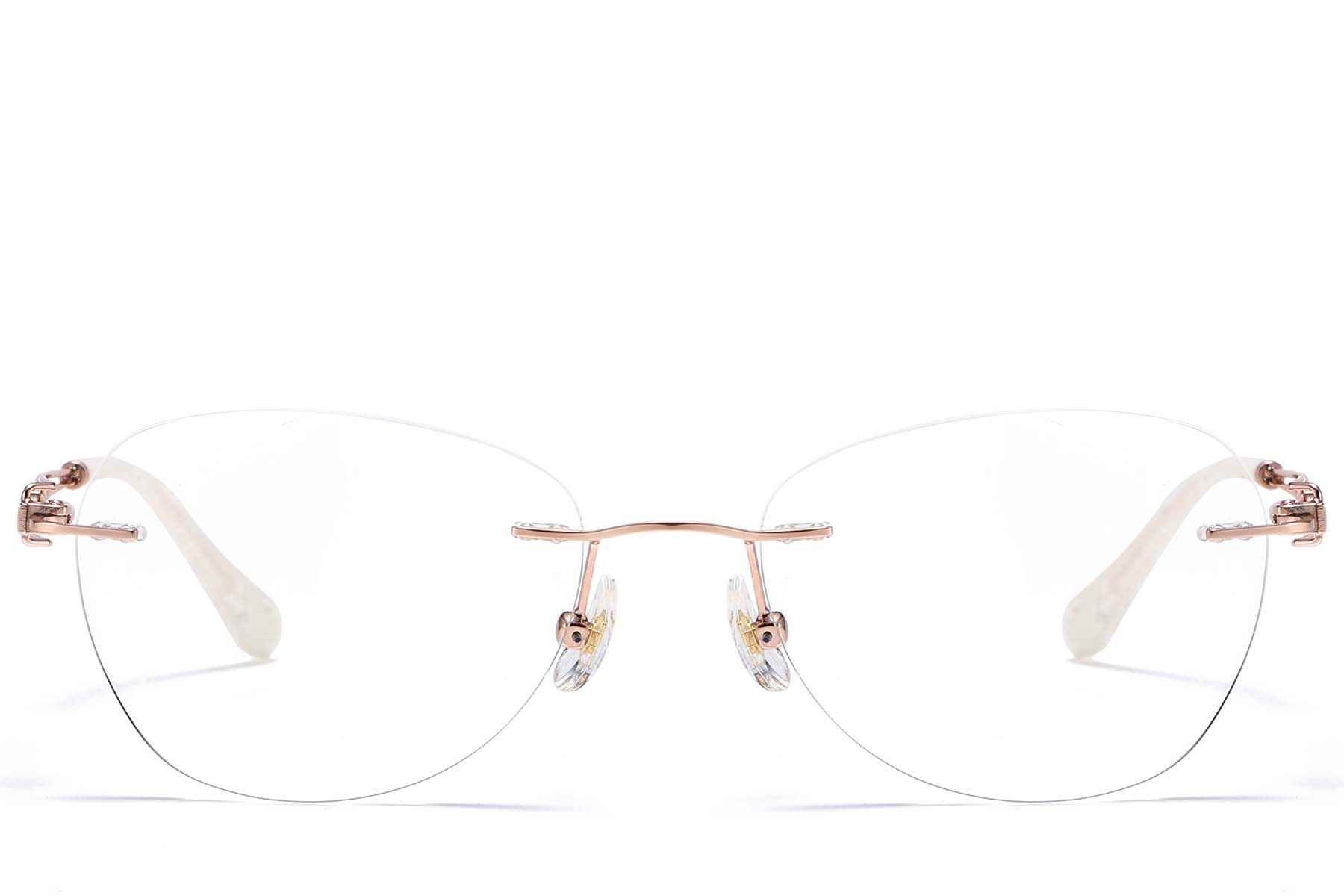 Invisible Pink Metal Glasses #BS1913-0882