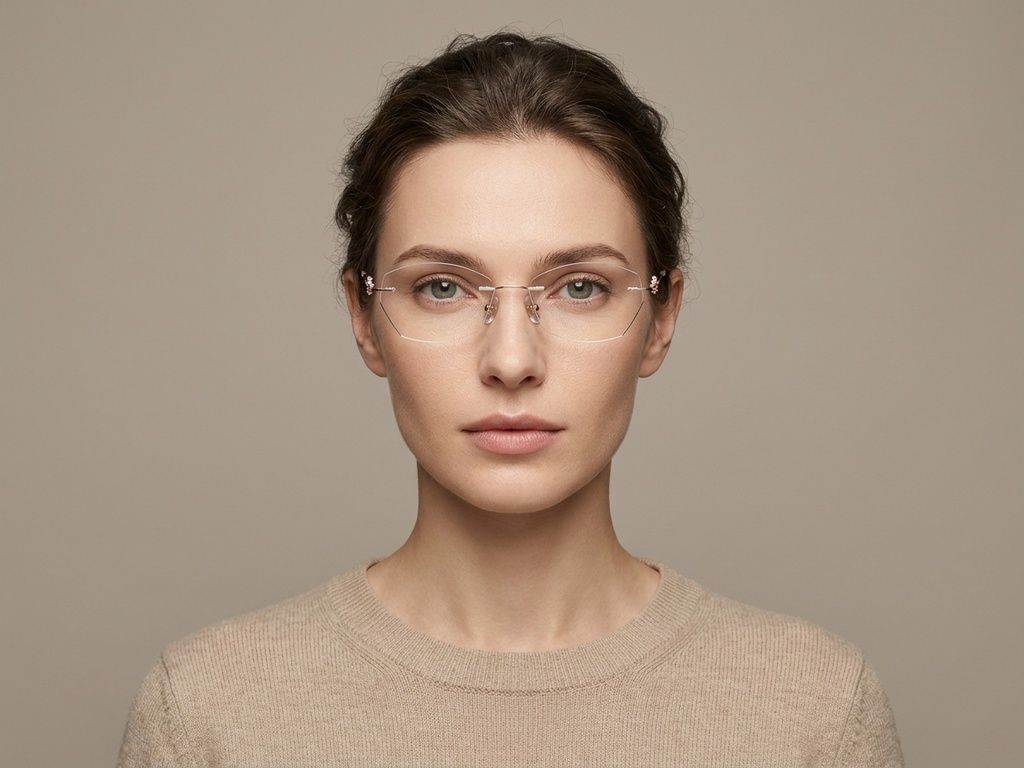 Gafas invisibles de metal rosa #BS1913-0891