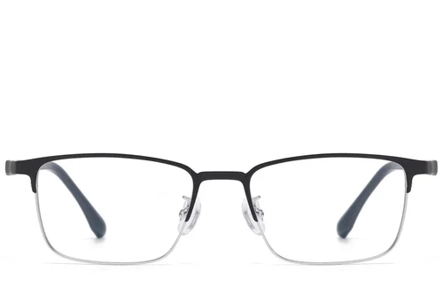 Lunettes rectangulaires en métal argenté #BS1913-0923