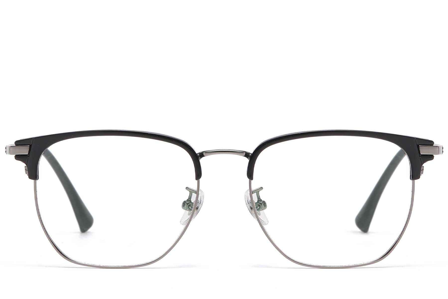 Rechthoekige zwarte titanium & TR90 bril #BS1913-0933