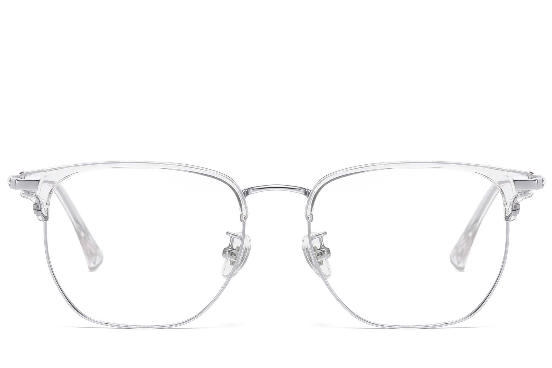 Rectangular Silver Titanium & TR90 Glasses #BS1913-0935