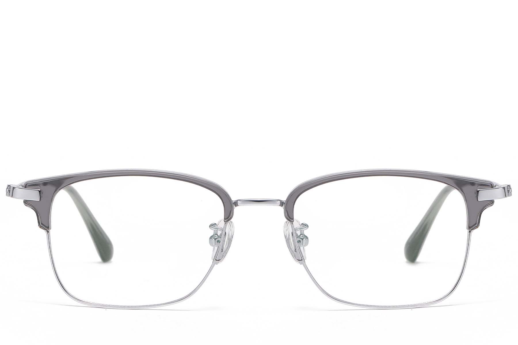 Occhiali rettangolari in titanio grigio e TR90 #BS1913-0937