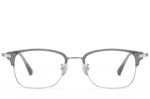 Lunettes rectangulaires en titane gris et TR90 #BS1913-0937