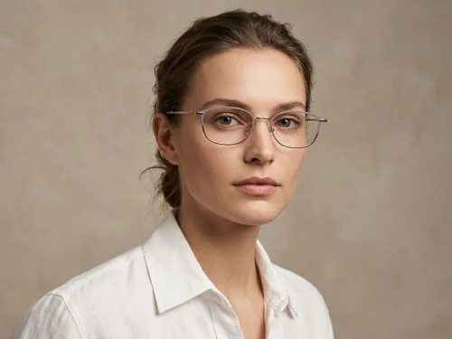 Lunettes ovales en titane gris #BS1913-0948