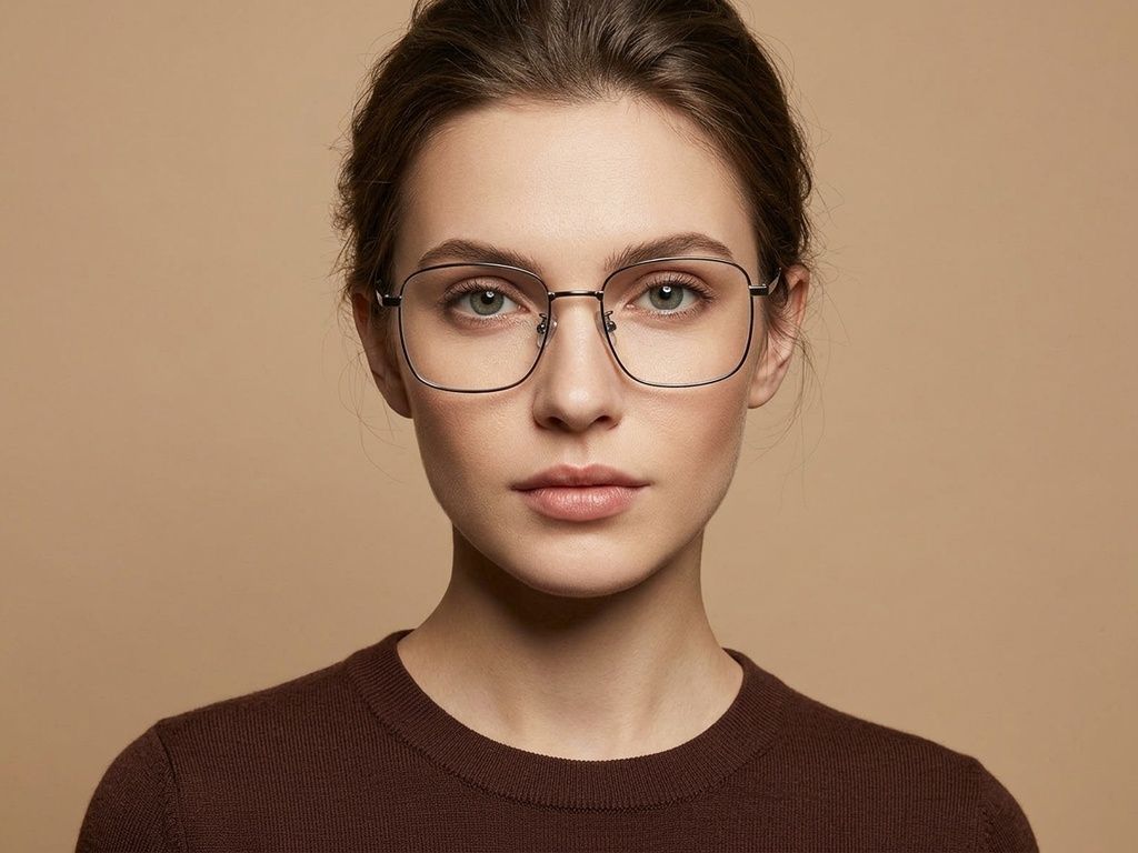 Gafas rectangulares de titanio gris #BS1913-0955