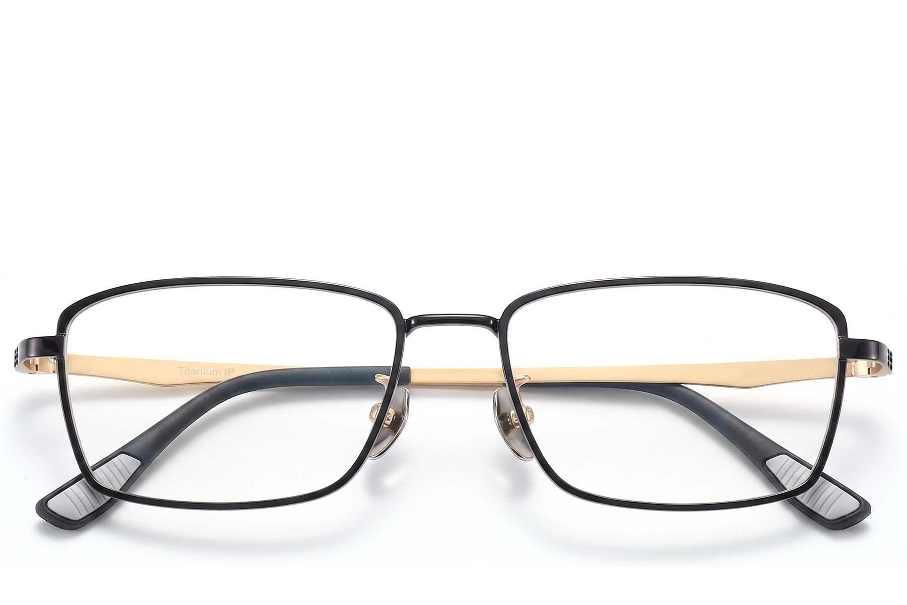 Gafas rectangulares de titanio negro #BS1913-0956