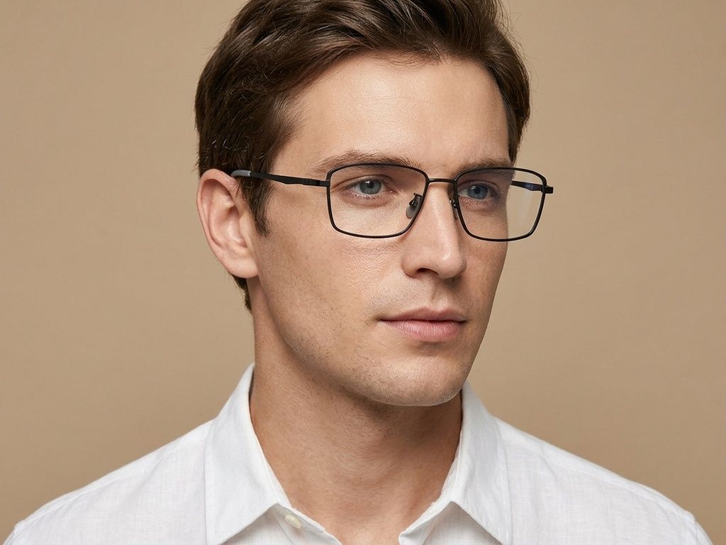 Rectangular Black Titanium Glasses #BS1913-0957