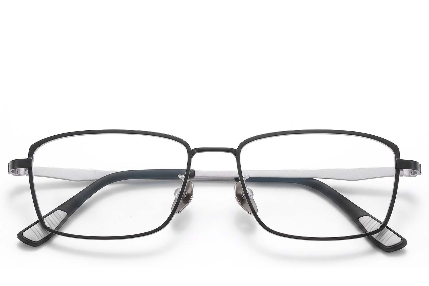 Rechteckige schwarze Titanbrille #BS1913-0958
