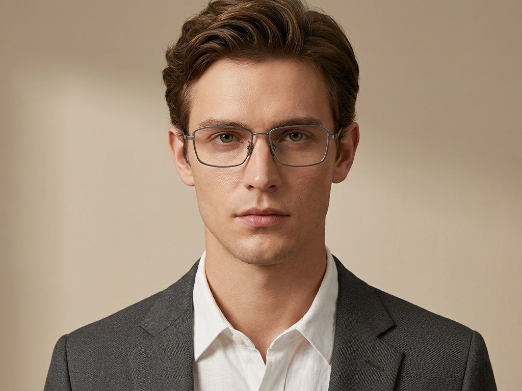 Gafas rectangulares de titanio gris #BS1913-0959