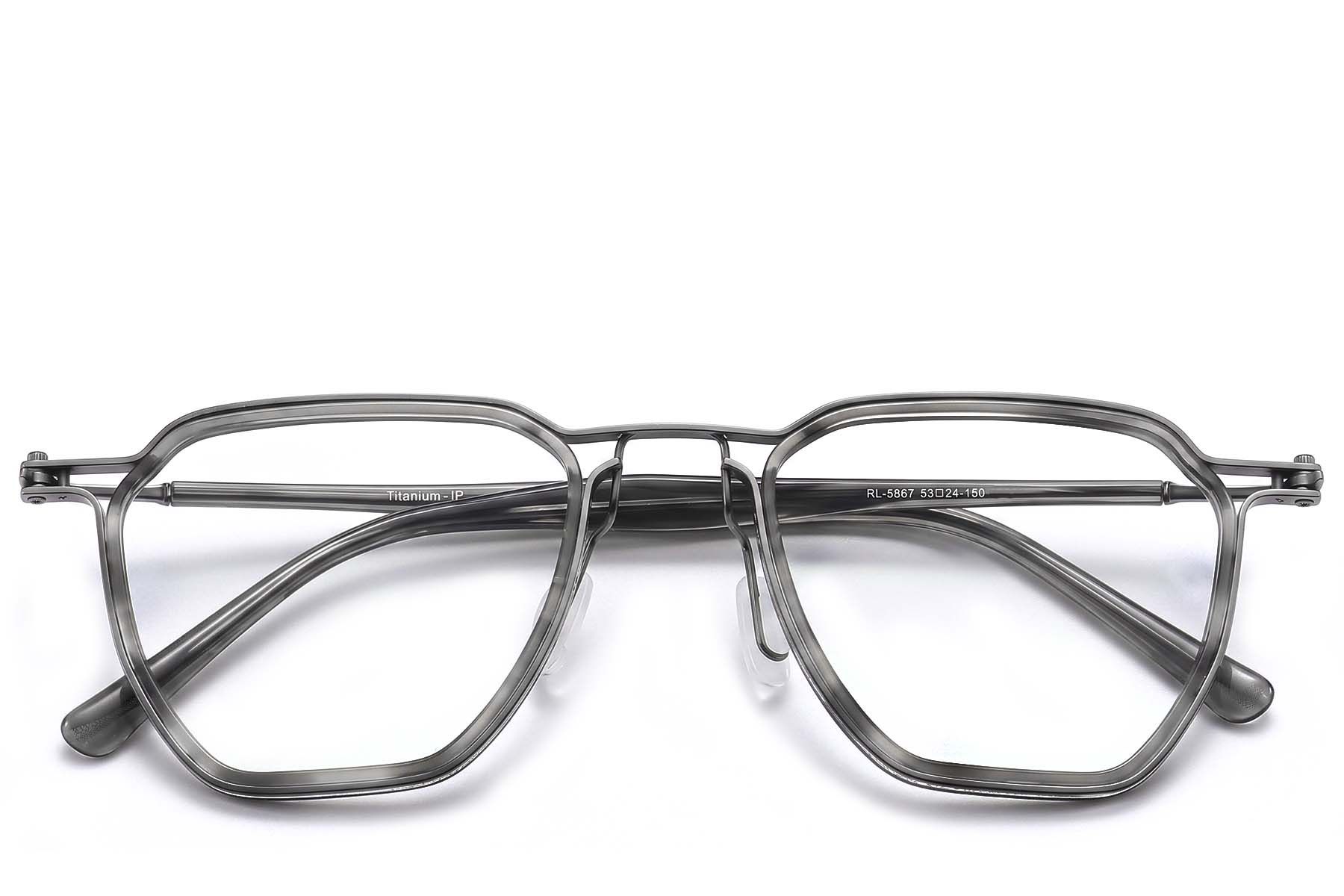 Geometric Grey Titanium Glasses #BS1913-0962