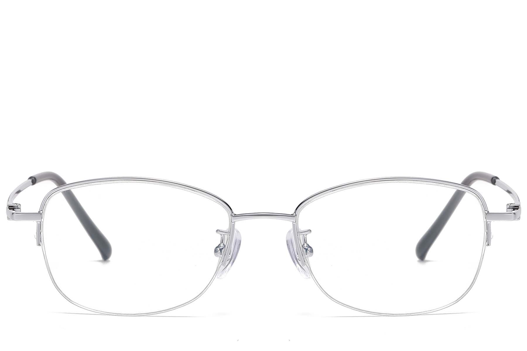 Semi-rimless Silver Titanium Glasses #BS1913-0965