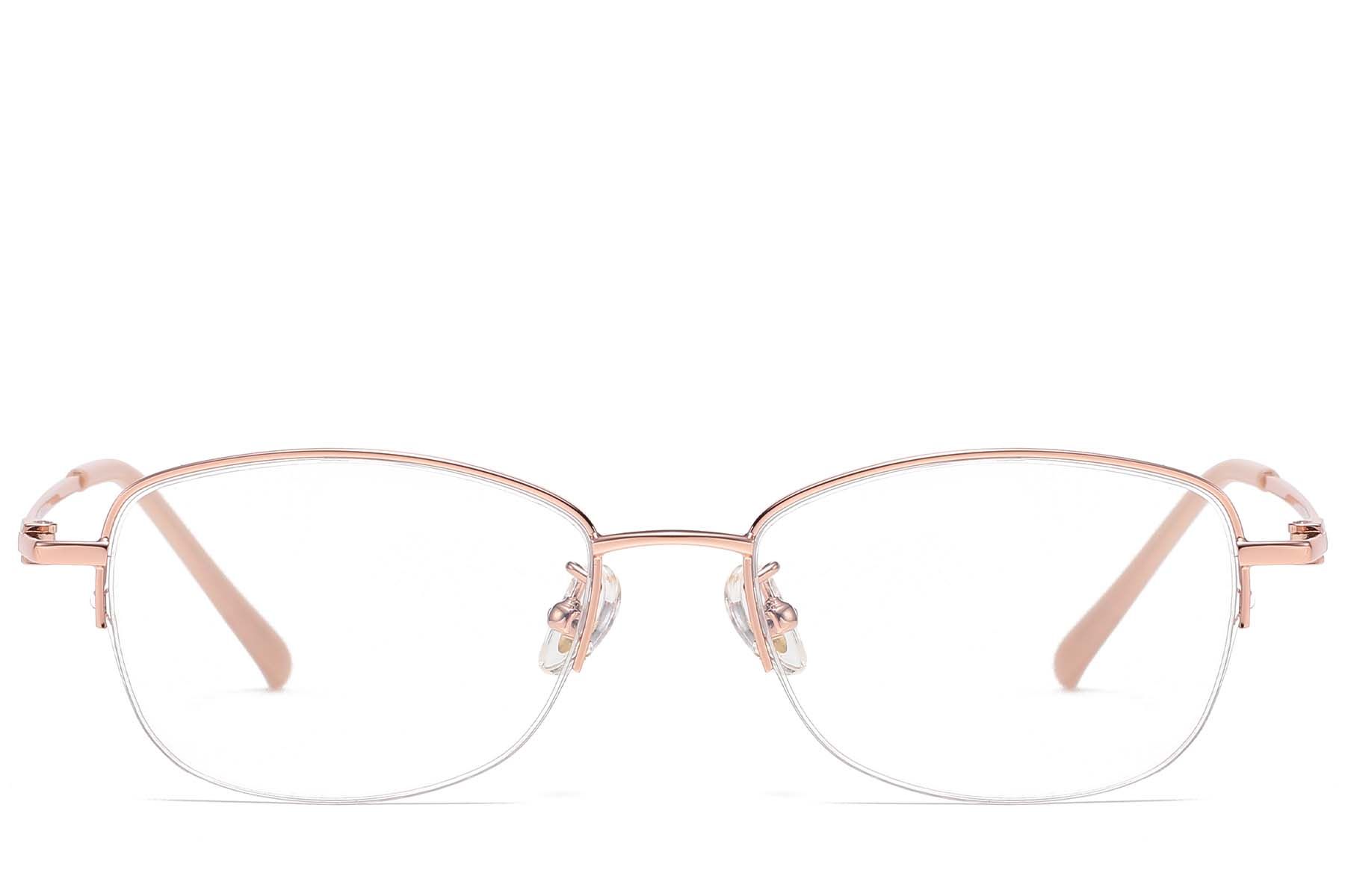 Semi-rimless Pink Titanium Glasses #BS1913-0966