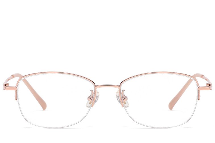 Semi-rimless Pink Titanium Glasses #BS1913-0966