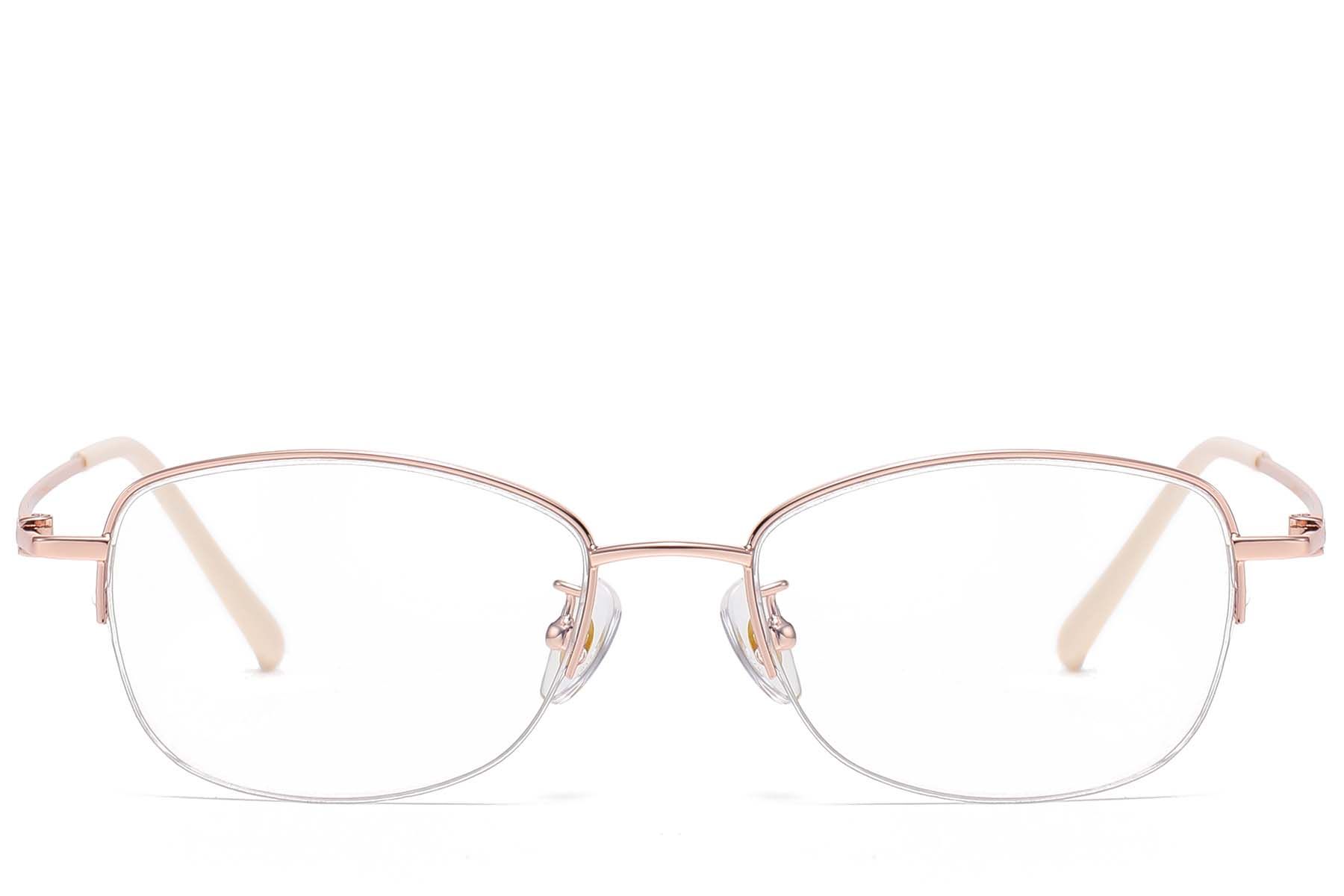 Semi-rimless Pink Titanium Glasses #BS1913-0968