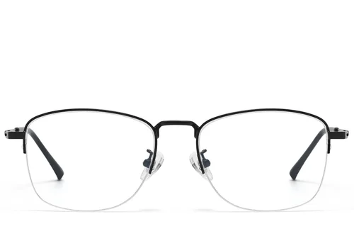 Lunettes semi-cerclées en titane noir #BS1913-0977
