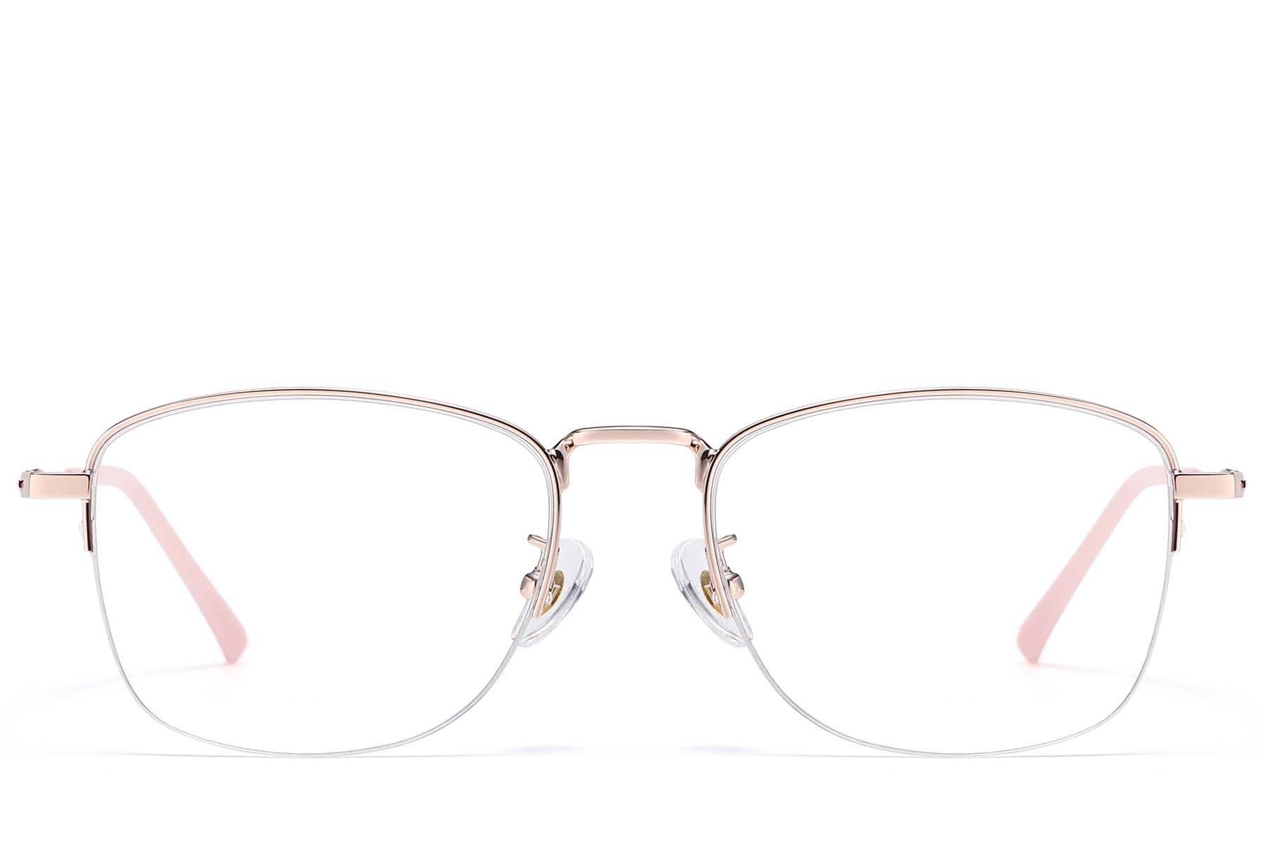Semi-rimless Pink Titanium Glasses #BS1913-0979