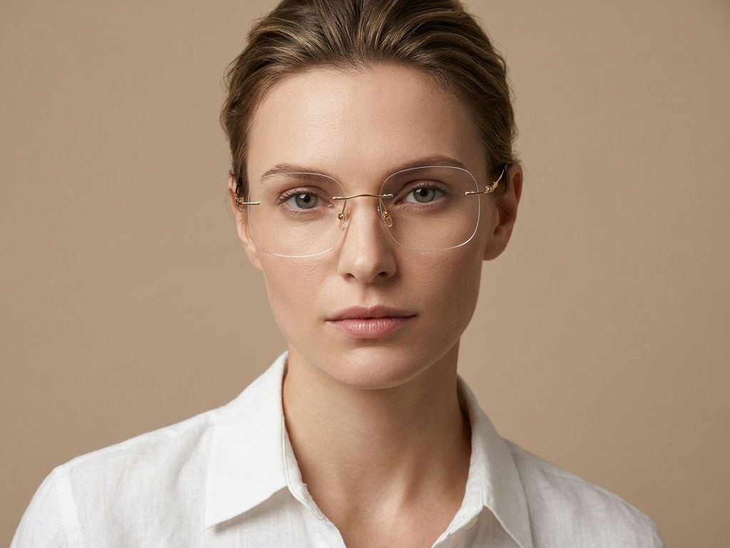 Gafas invisibles de titanio dorado #BS1913-0986