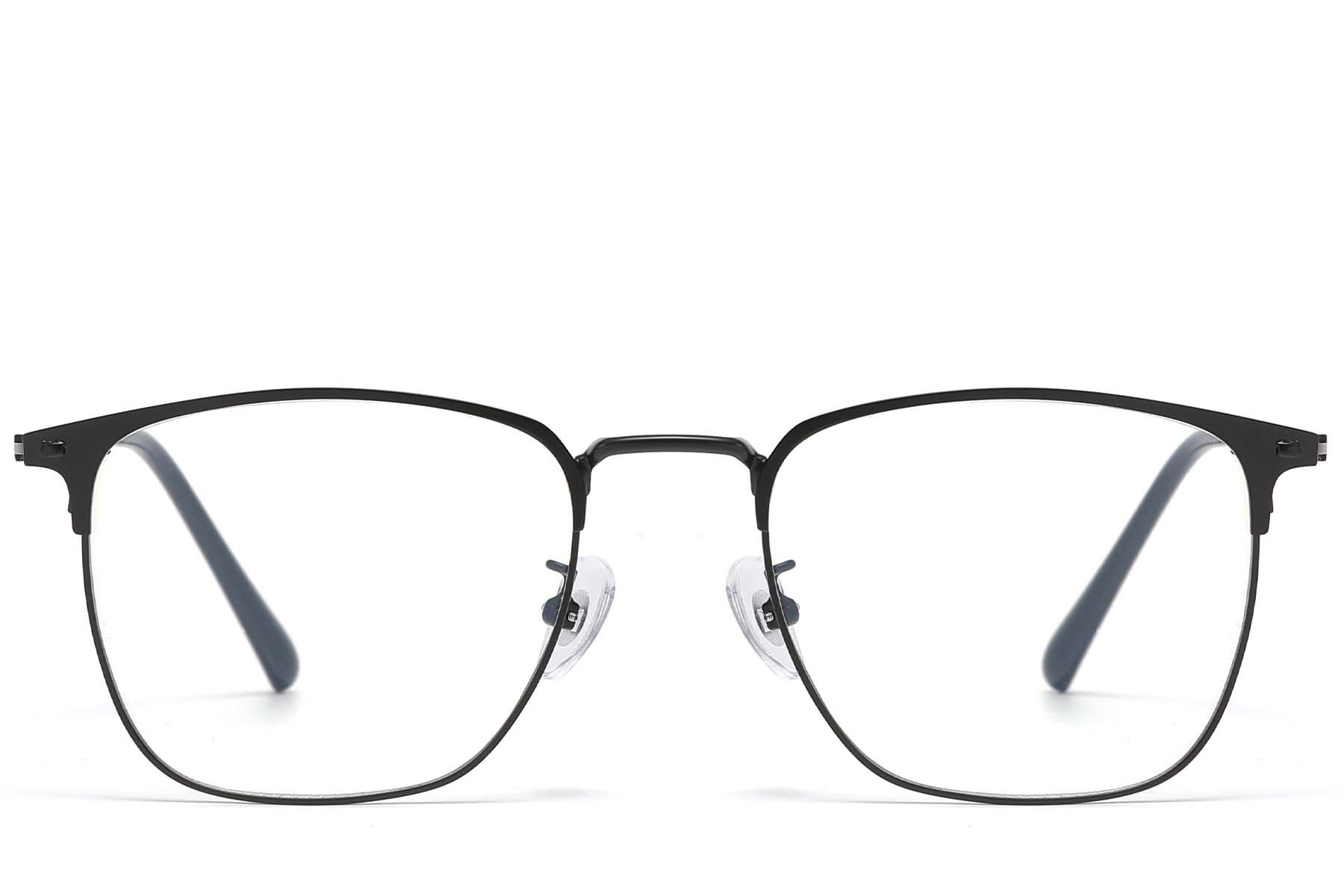 Rechteckige schwarze Titanbrille #BS1913-0991
