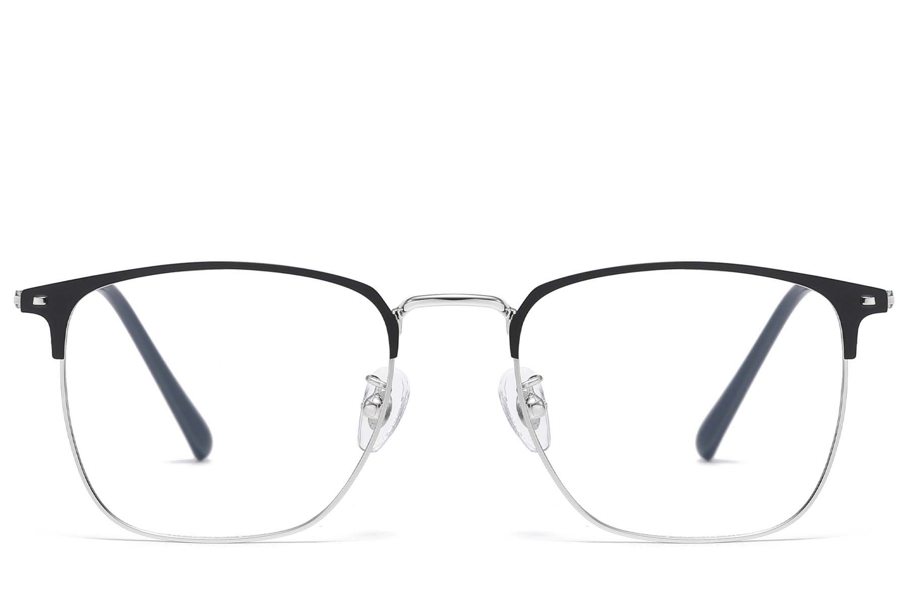 Gafas rectangulares de titanio plateado #BS1913-0992