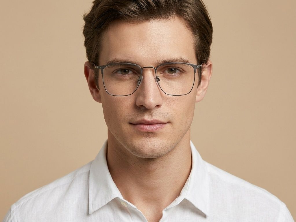 Gafas rectangulares de titanio gris #BS1913-0993