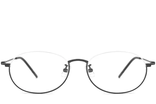 Lunettes de soleil demi-cerclées en métal noir #BS1924-0002