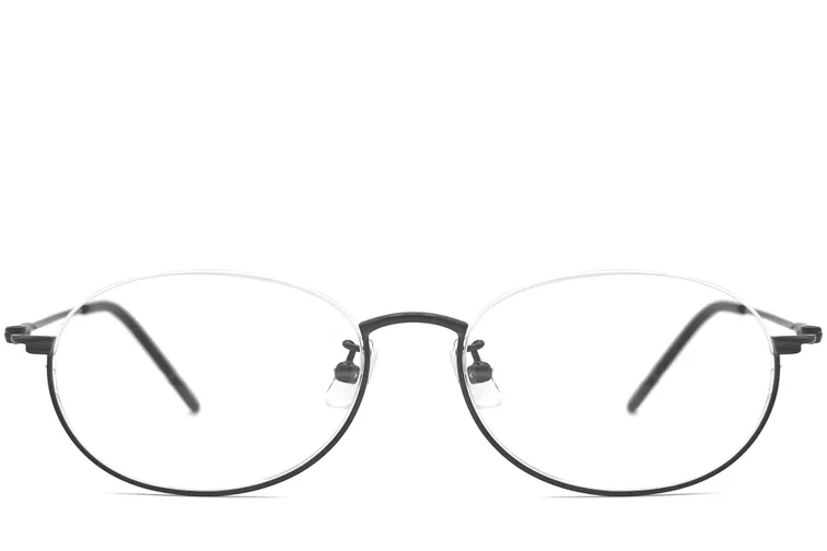 Halfrandloze zwarte metalen bril #BS1924-0002