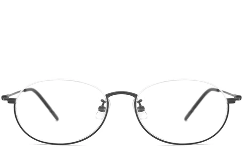 Semi-rimless Black Metal Glasses #BS1924-0002