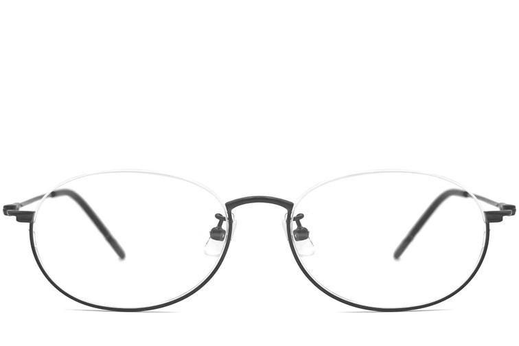 Semi-rimless Black Metal Glasses #BS1924-0002