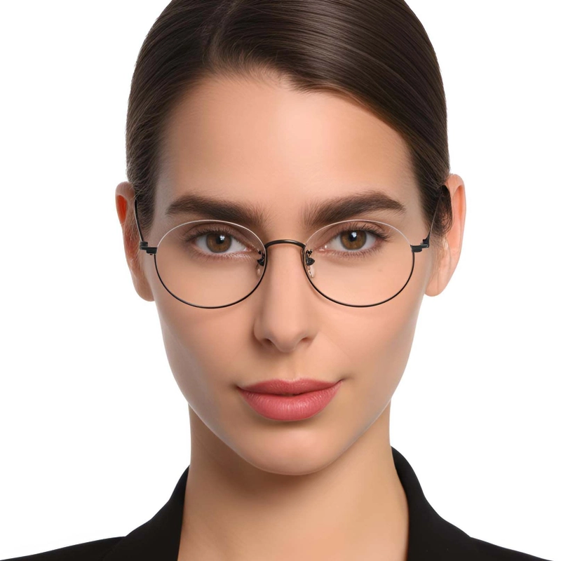 Gafas de metal negro semi al aire #BS1924-0002